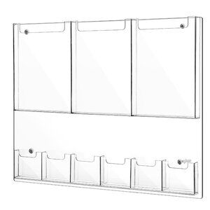 NEW Acrylic Clear Wall Mount Brochure Holder Magazine Display Pamphlet Stand NIB